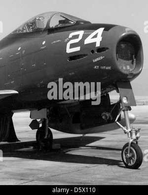 North American FJ-4B 'Fury' from Utron Seven (VU-7) is at NAAS Brown Field, CA. Stock Photo