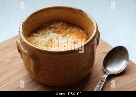 Potted fishcake is served, with breadcrumbs topping the dish. Fish cakes are a traditional dish in north-east England. Stock Photo