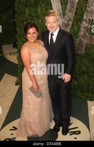 Kenneth Branagh and wife Lindsay Brunnock 2012 Vanity Fair Oscar Party at Sunset Tower Hotel - Arrivals Los Angeles, California Stock Photo