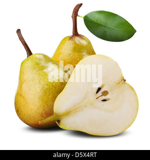 three ripe pears isolated on white background Stock Photo