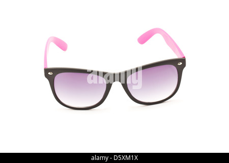 Women's pink and black sun glasses isolated on white background. Stock Photo