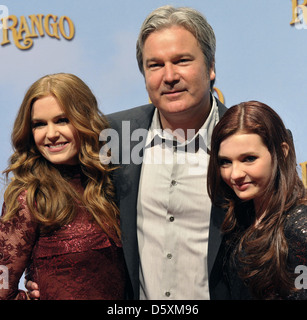 Isla Fisher, Gore Verbinski and Abigail Breslin at the German premiere of 'Rango' at Kino in der Kulturbrauerei movie theatre. Stock Photo