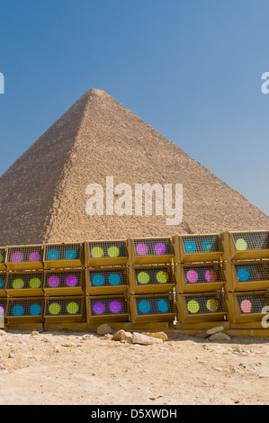 Pyramid in Giza with show lights Stock Photo