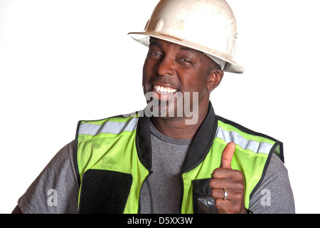Construction worker giving thumb up Stock Photo