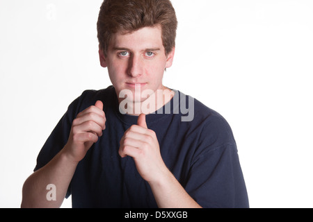 Martial art fighter pose Stock Photo