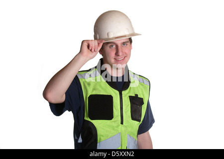 Construction Worker in safety jacket Stock Photo