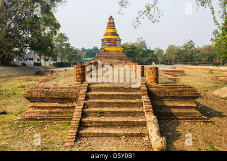 Old Chedi in Wiang Kum Kam, Ancient City Stock Photo