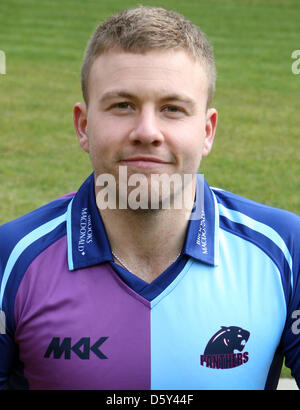 London, UK. 8th April 2013. Adam Rossington of Middlesex County Cricket in Yorkshire Bank 40 Kit  during the Middlesex Media day from Lords. Credit: Action Plus Sports Images / Alamy Live News Stock Photo