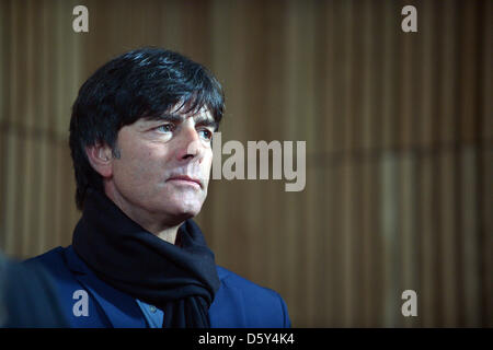 Germany's head coach Joachim Loew waits for the start of a press conference at Aviva Stadium in Dublin, Ireland, 11 October 2012. The German national team will play a World Cup qualification match against Ireland on 12 October 2012. Photo: FEDERICO GAMBARINI Stock Photo