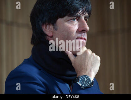 Germany's head coach Joachim Loew waits for the start of a press conference at Aviva Stadium in Dublin, Ireland, 11 October 2012. The German national team will play a World Cup qualification match against Ireland on 12 October 2012. Photo: FEDERICO GAMBARINI Stock Photo