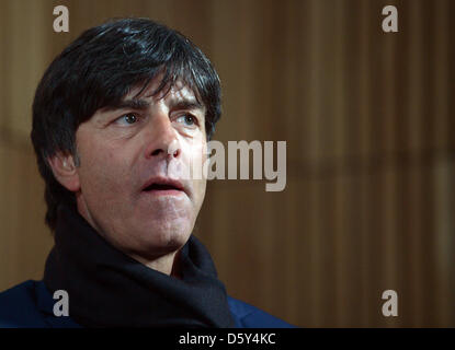 Germany's head coach Joachim Loew waits for the start of a press conference at Aviva Stadium in Dublin, Ireland, 11 October 2012. The German national team will play a World Cup qualification match against Ireland on 12 October 2012. Photo: FEDERICO GAMBARINI Stock Photo