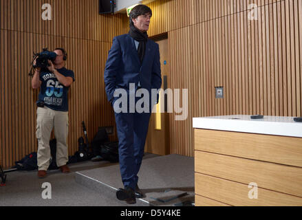 Germany's head coach Joachim Loew waits for the start of a press conference at Aviva Stadium in Dublin, Ireland, 11 October 2012. The German national team will play a World Cup qualification match against Ireland on 12 October 2012. Photo: FEDERICO GAMBARINI Stock Photo