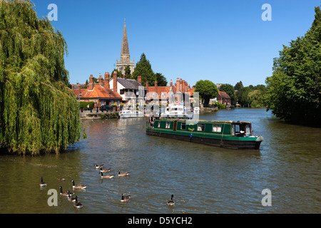 Canal boat on the River Thames Stock Photo