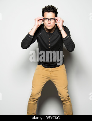 Man Adjusting Eyeglasses