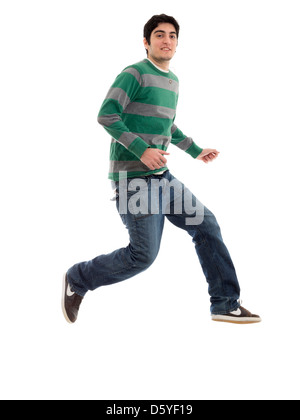 Cut out of man jumping isolated on white background Stock Photo