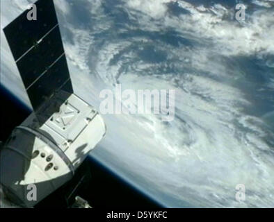 A NASA handout dated 26 October 2012 shows hurricane 'Sandy' eyed from the International Space Station ISS at an unknown location. Photo: NASA Stock Photo