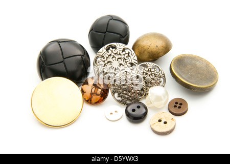 group of old buttons isolated on white background Stock Photo
