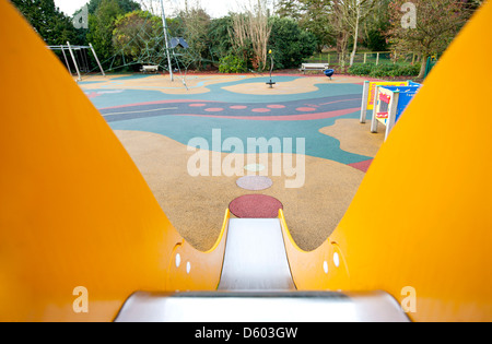 View down  slide in  playground Stock Photo