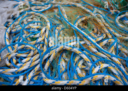 Detail of fishing nets ropes Stock Photo