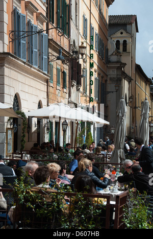 ROME, ITALY. Cafes and restaurants on Piazza Santa Maria In Trastevere. 2013. Stock Photo