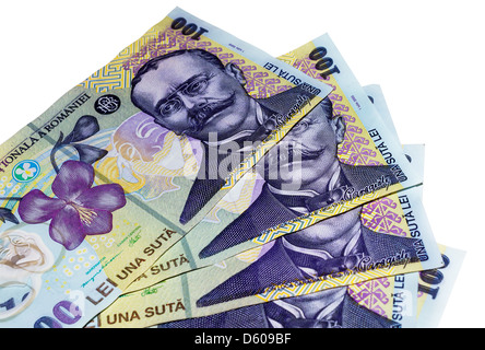 Pack of romanian banknotes, european currency Stock Photo