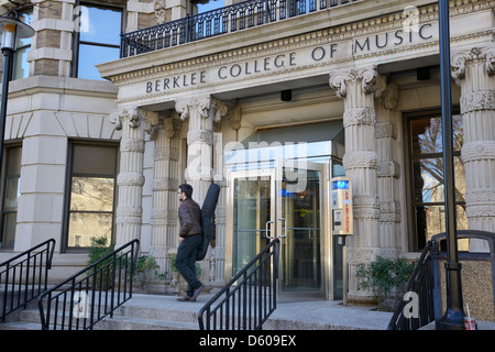 Student walking out of Berklee College of Music in Boston, Massachusetts, USA Stock Photo