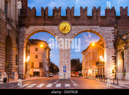 Portoni della Bra, one of medieval entrance of historical city Verona, northern Italy Stock Photo