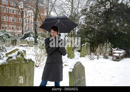 Brett Anderson of Suede photographed  in St Johns Wood church gardens, London, England. Stock Photo