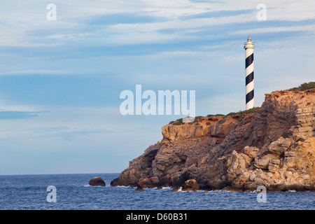 Lighthouse of Punta des Moscarter in the north of Ibiza, Sant Joan de Labritja, Ibiza, Illes Balears, Spain Stock Photo