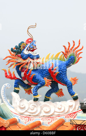 Chinese dragon statue in a temple,Chinese sculpture in Thailand. Stock Photo