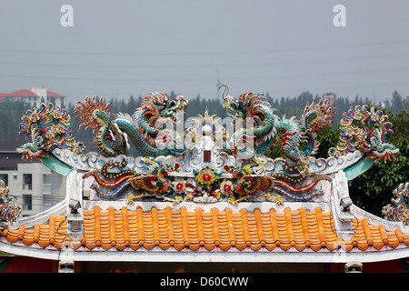 The Architecture Dragon in Chinese temple. Stock Photo