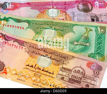 United Arab Emirates UAE Dirham Bank Notes Stock Photo