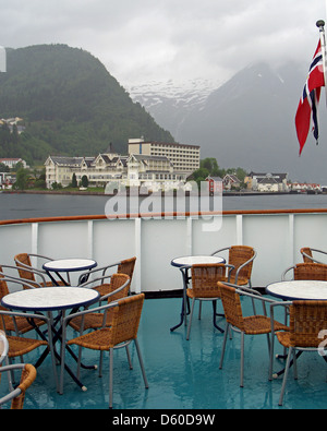 The Kviknes Hotel in Balestrand from rear of ferry,Norway Stock Photo