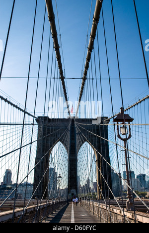 Brooklyn Bridge, Manhattan, New York City, New York, USA - Image taken from public ground Stock Photo