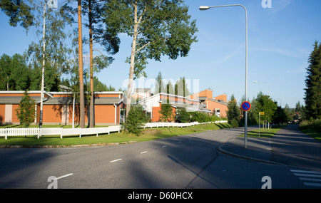 Scene of a suburb and empty street at Jyväskylä Finland Stock Photo