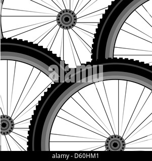 Seamless bicycle wheels pattern Stock Photo