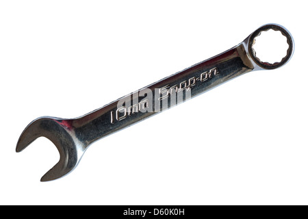 A Snap-on 10mm ring and open ended spanner on a white background Stock Photo