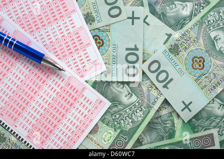 Lotto ticket in Polish currency Stock Photo
