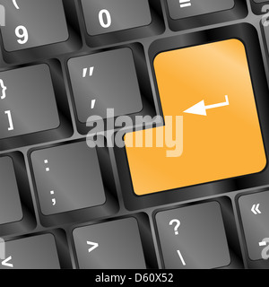 Blank yellow button on the keyboard close-up Stock Photo