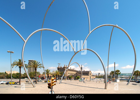 Arc metal sculpture in Barcelona Spain Stock Photo