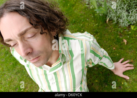 young man on gras Stock Photo