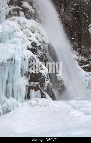 Austria. The Krimml waterfalls in the National Park Hohe Tauern.  Lower falls. Stock Photo