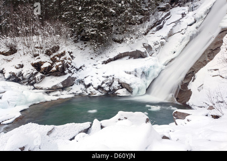 Austria. The Krimml waterfalls in the National Park Hohe Tauern.  Lower falls. Stock Photo