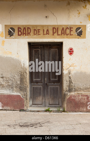 France, Corsica, La Balagne, Corbara, sign for the Bar de la Place Stock Photo