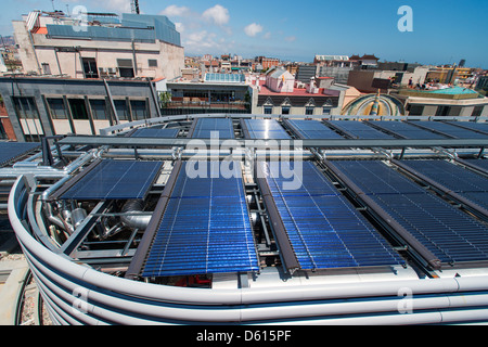 Solar water heater on roof Stock Photo