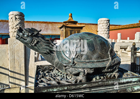 Bronze tortoise statue in Forbidden City , Beijing Stock Photo