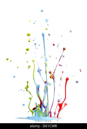 Colorful paint splash isolated on white Stock Photo - Alamy