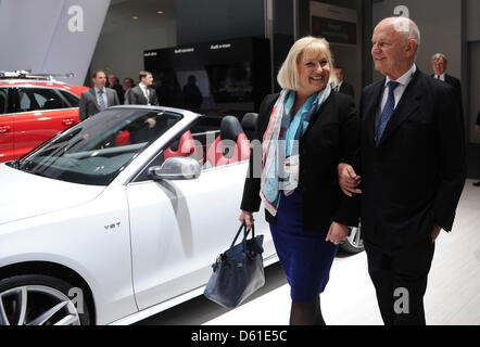 Chairman of Volkswagen Supervisory Board Ferdinand Piech (R) and his wife Ursula prior to the general meeting of car manufacturer  Volkswagen in Hamburg, Germany, 19 April 2012. Ursula Piech will be elected to the supervisory board during the meeting. Photo: CHRISTIAN CHARISIUS Stock Photo