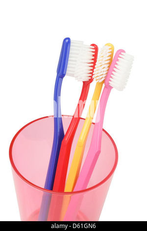 Colorful plastic toothbrushes on white background Stock Photo - Alamy