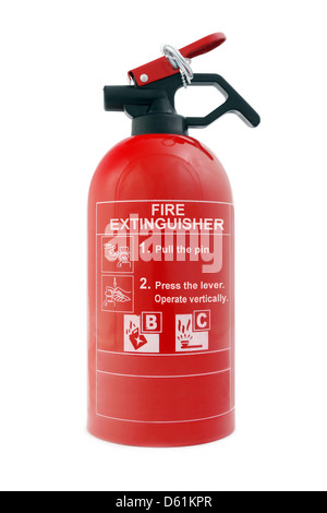 Portable car dry-powder fire extinguisher isolated on white background Stock Photo